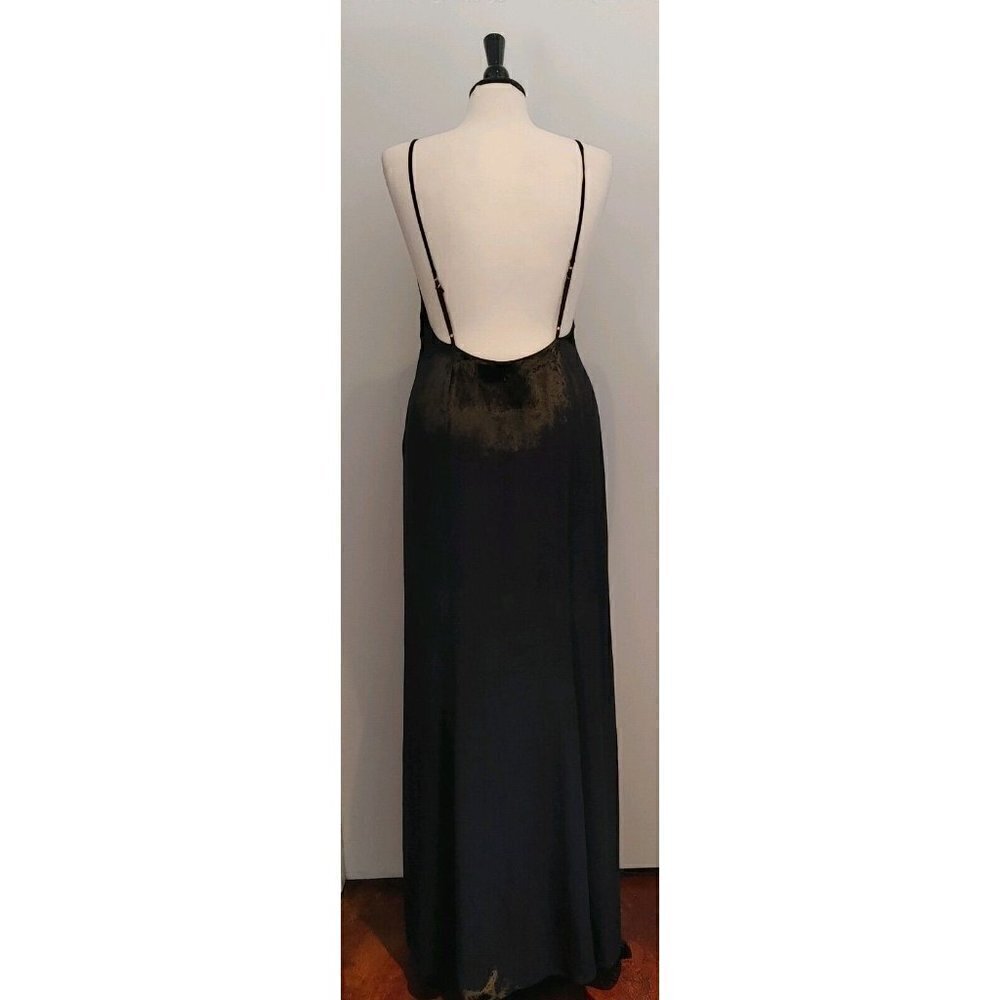 NWT Haute Hippie Black Velvet Maxi Evening Dress Spaghetti Straps Size 8 - Picture 4 of 13